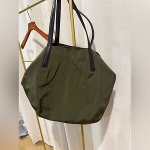 Zara Olive Tote with Black Handles